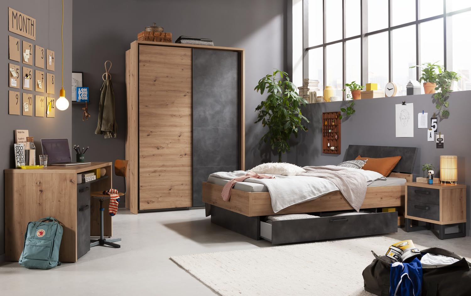 Composad Lafabrica letto una piazza e mezza 1 cassetto rovere miele
