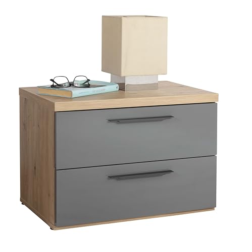 Composad Sposami comodino 2 cassetti rovere mielato grigio titanio