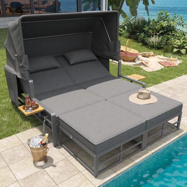 Dolamani divano lounge 2 posti grigio scuro con tettuccio letto