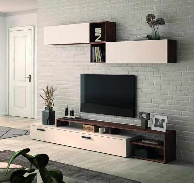 Composad Vittoria Soggiorno Completo Porta TV Noce Brera 3 Pezzi