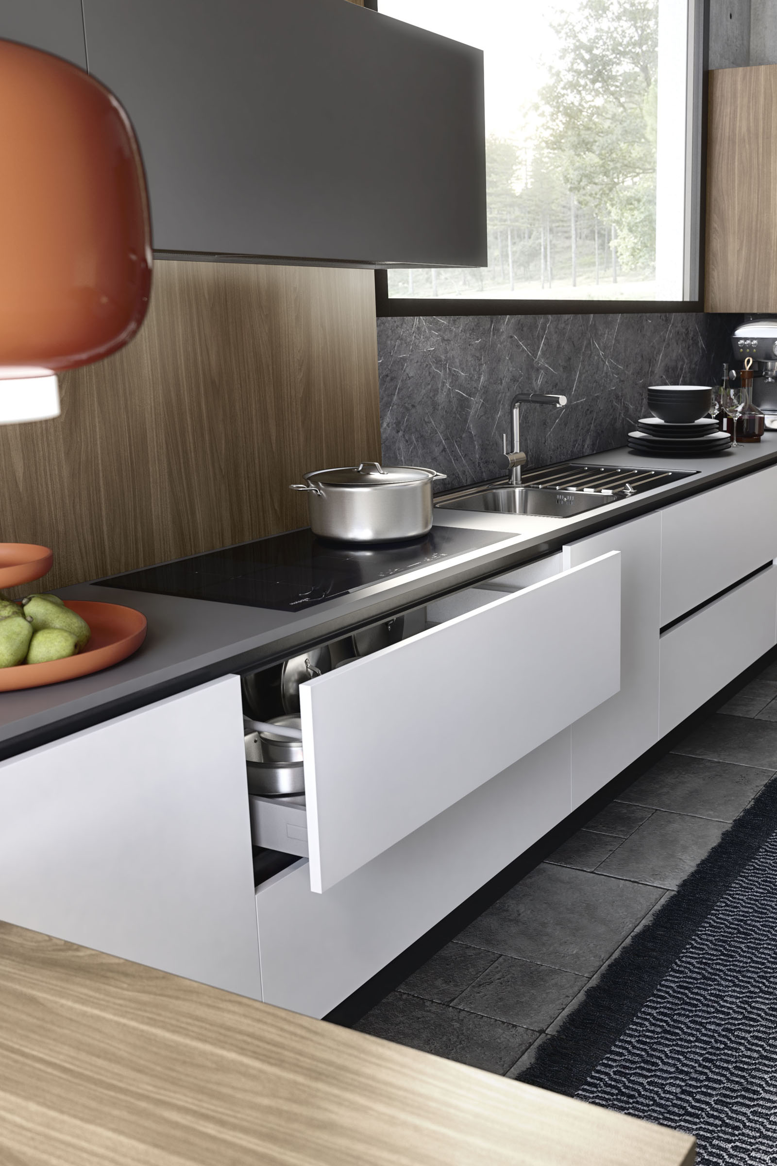 S75 SUPREME Ingrid cucina noce bianco opaco