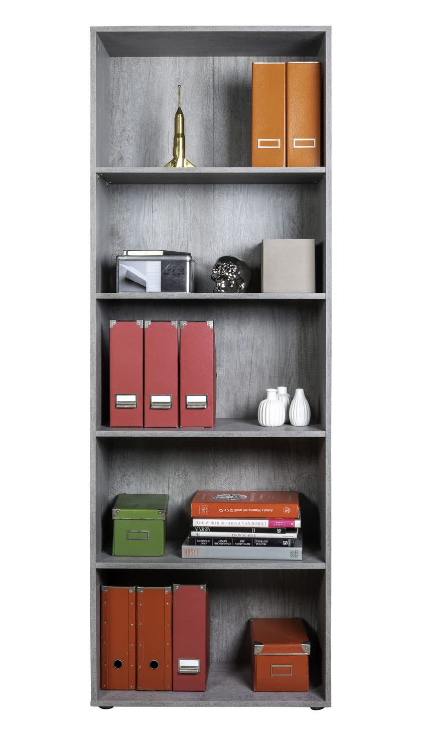 Composad Flow Libreria Alta 4 Ripiani Grigio Cemento 69x200 cm
