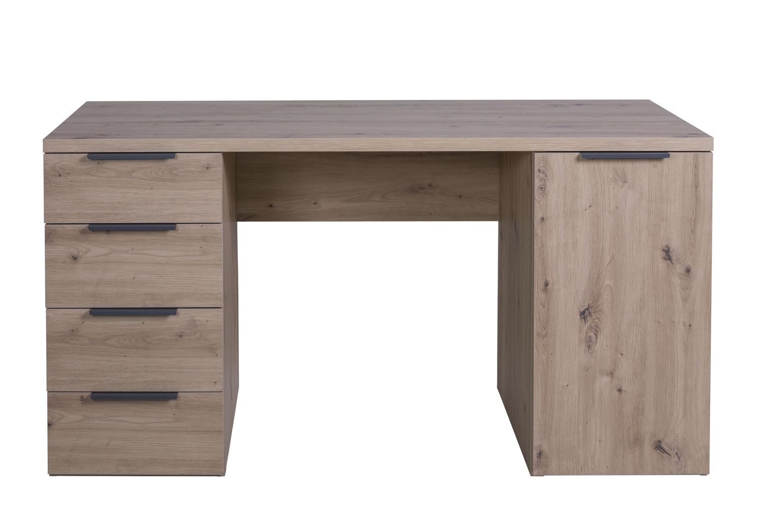 Composad Espresso Scrivania Ufficio 4 Cassetti 1 Anta Rovere Miele 140 cm