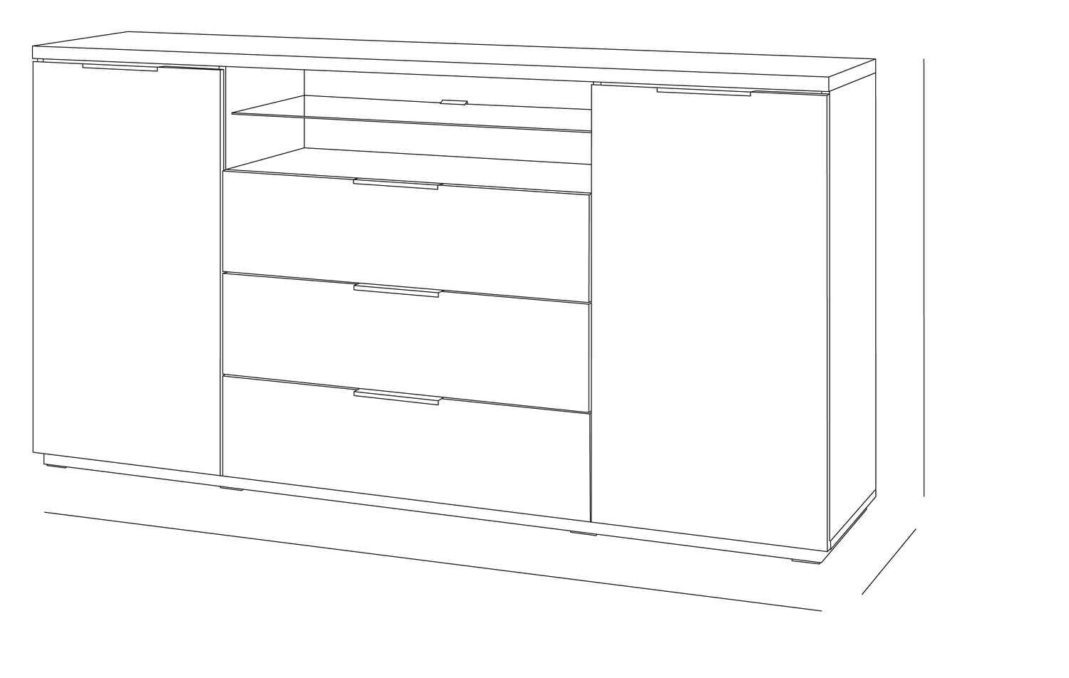Composad Mundi Credenza 3 Cassetti 2 Ante Bianco Rovere
