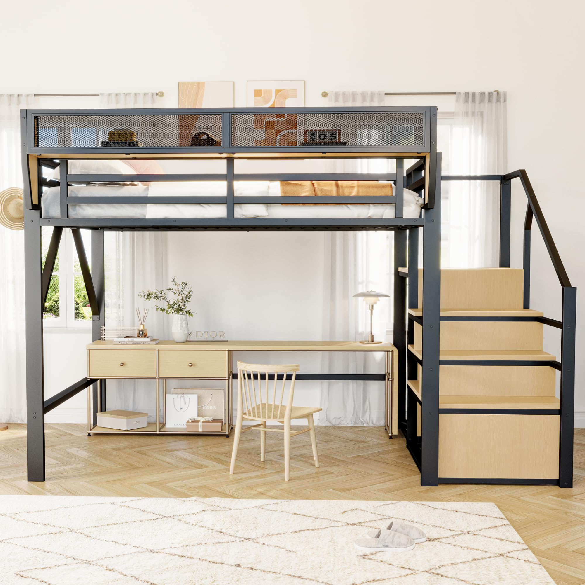Dolamaní Letto a Soppalco 140x200 Metallo Nero