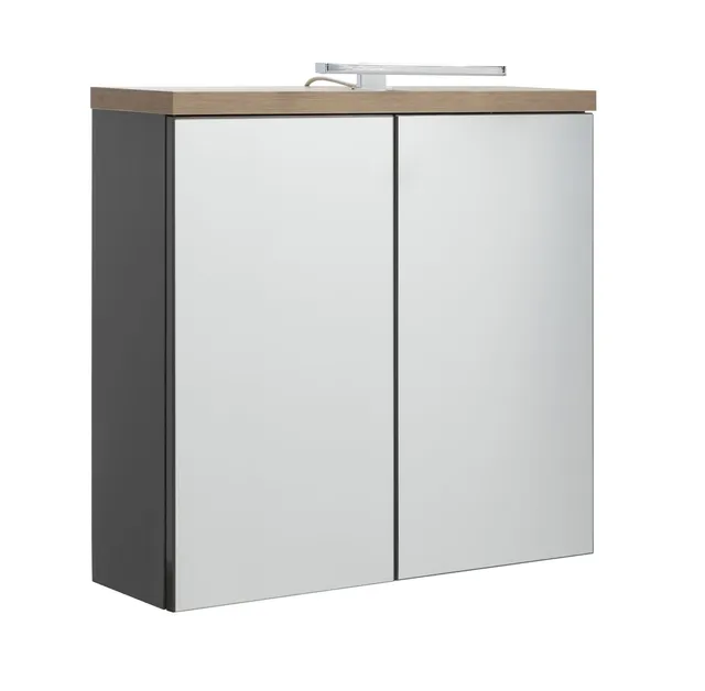 Composad Mundi Specchiera Bagno 2 Ante LED Grigio Titanio 70 cm