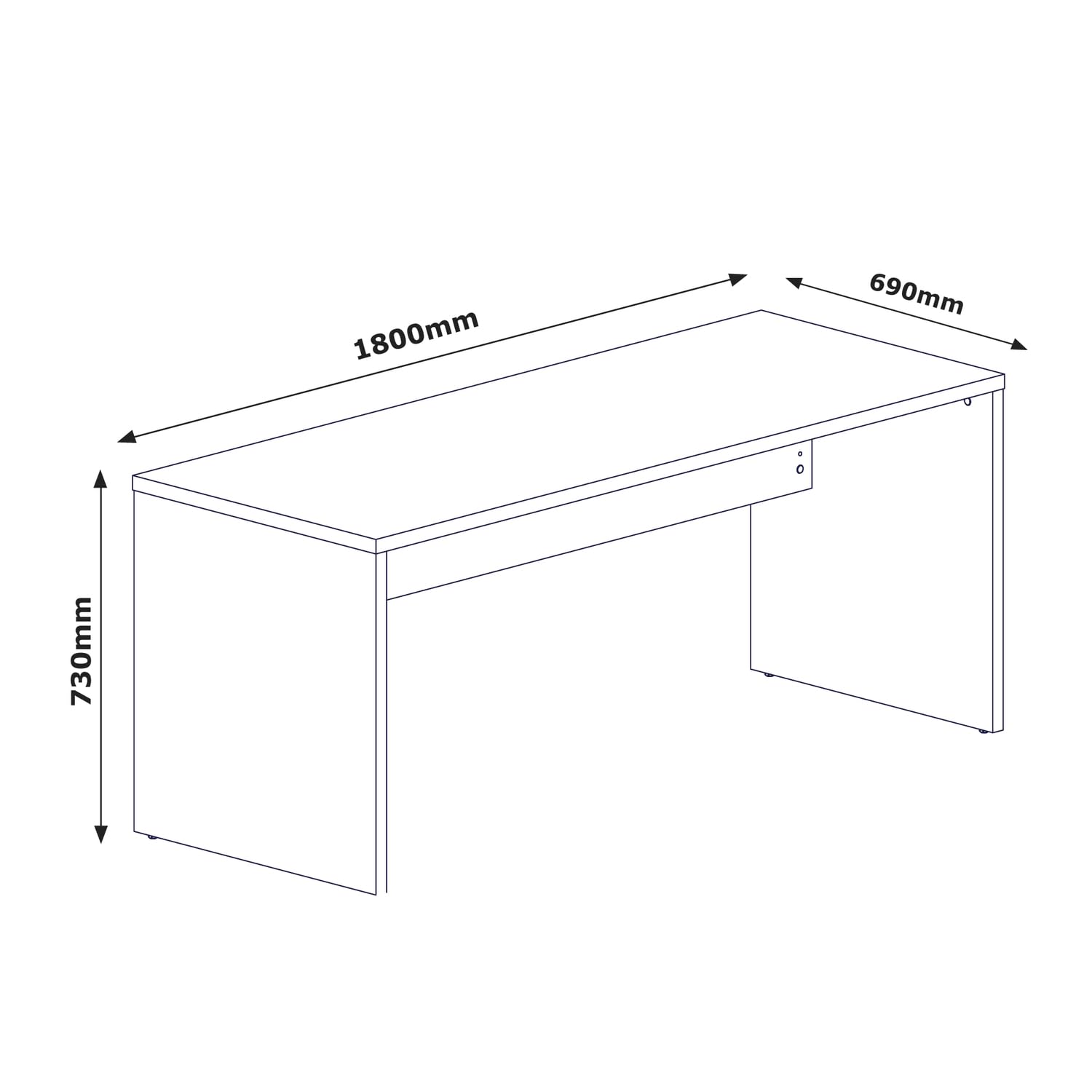 Composad Disegno Set Scrivania 180 cm e Cassettiera Bianco