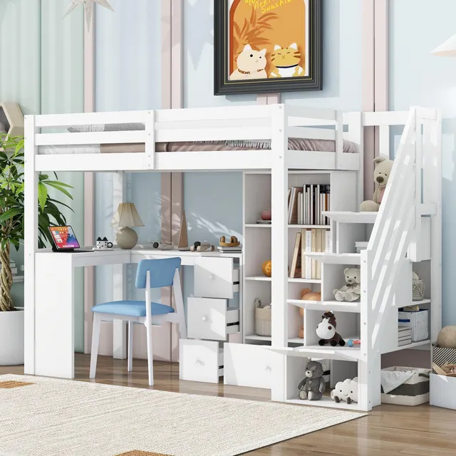 Dolamaní Soppalco Bianco 90x200 con Scrivania Legno