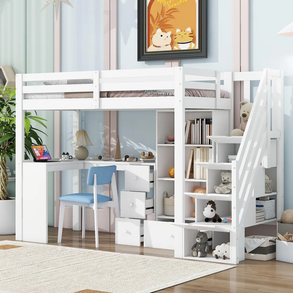Dolamaní Soppalco Bianco 90x200 con Scrivania Legno