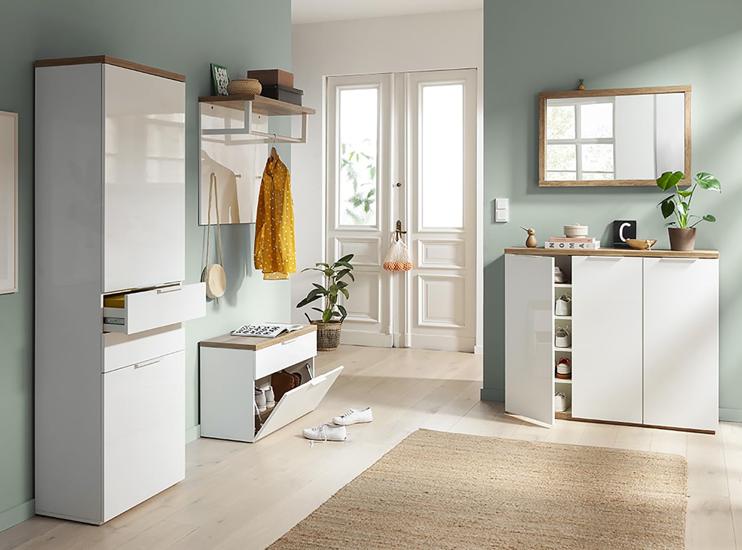 Composad Mundi Scarpiera 3 Ante Rovere Bianco 120 cm