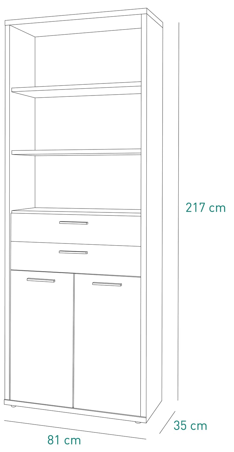 Composad Davinci Libreria 2 Ante 3 Vani Rovere Nero