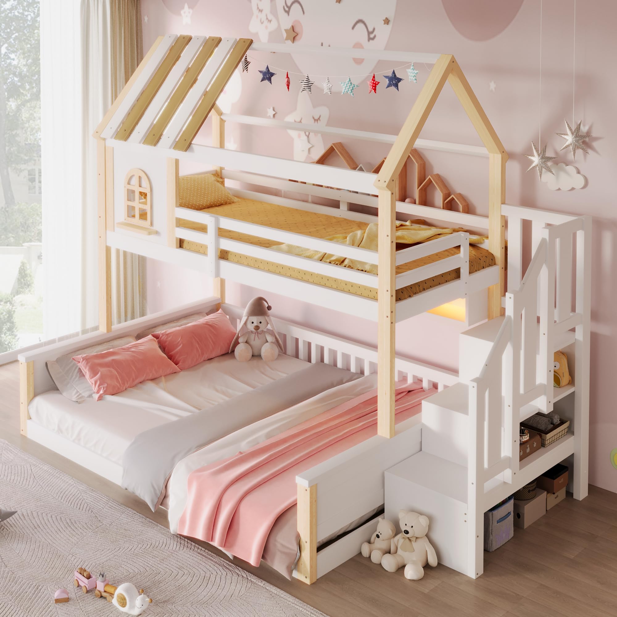 Dolamaní Letto a Castello Casetta 90x200+140x200 LED