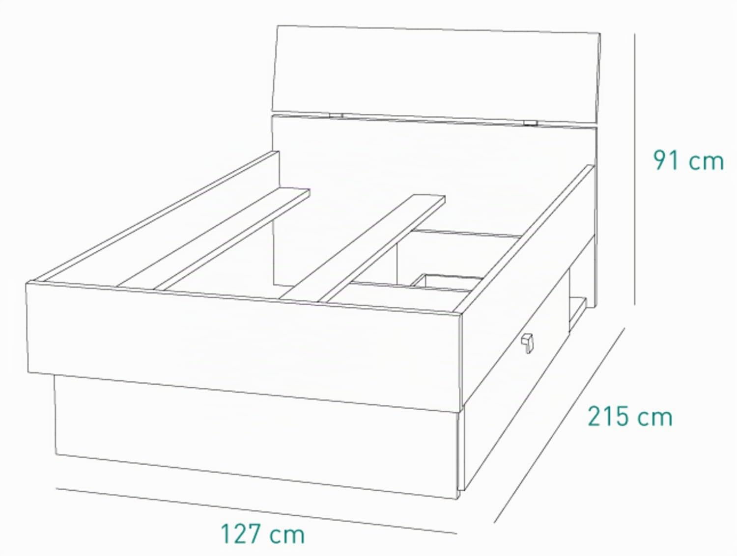 Composad Globo Letto Una Piazza e Mezza con Cassetto Rovere Bianco