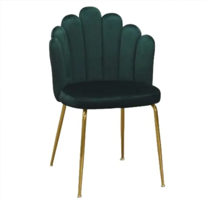 Epocantica Sedia Conchiglia Velluto Gambe Dorate Set 4 Pezzi