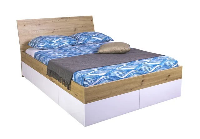Composad Globo letto queen size con 4 cassetti rovere bianco