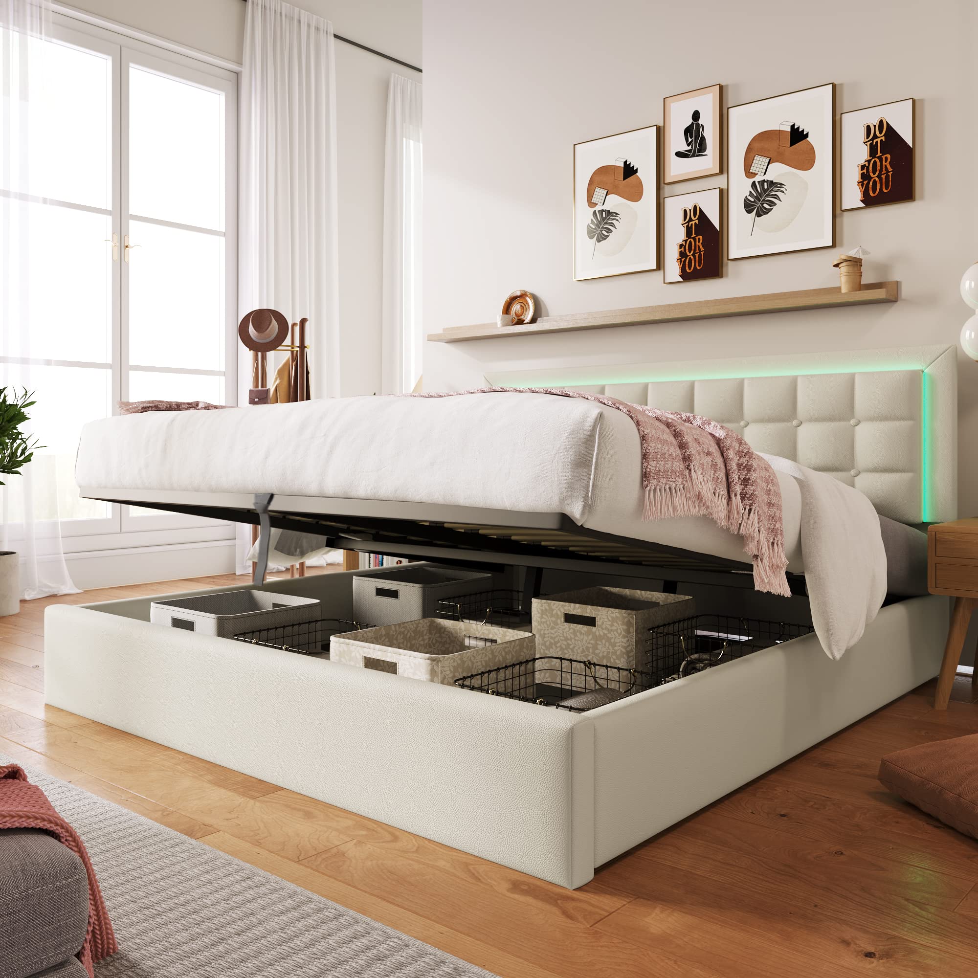 Dolamaní Letto contenitore 140x200 bianco similpelle