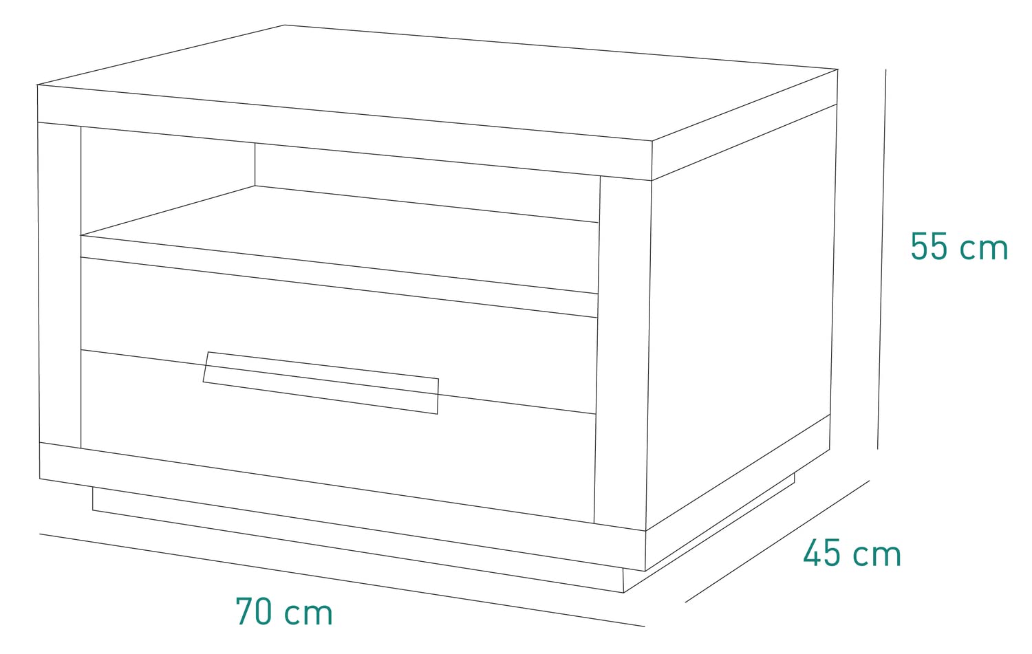 Composad Comodino 1 Cassetto 1 Vano Rovere Grigio 70 cm