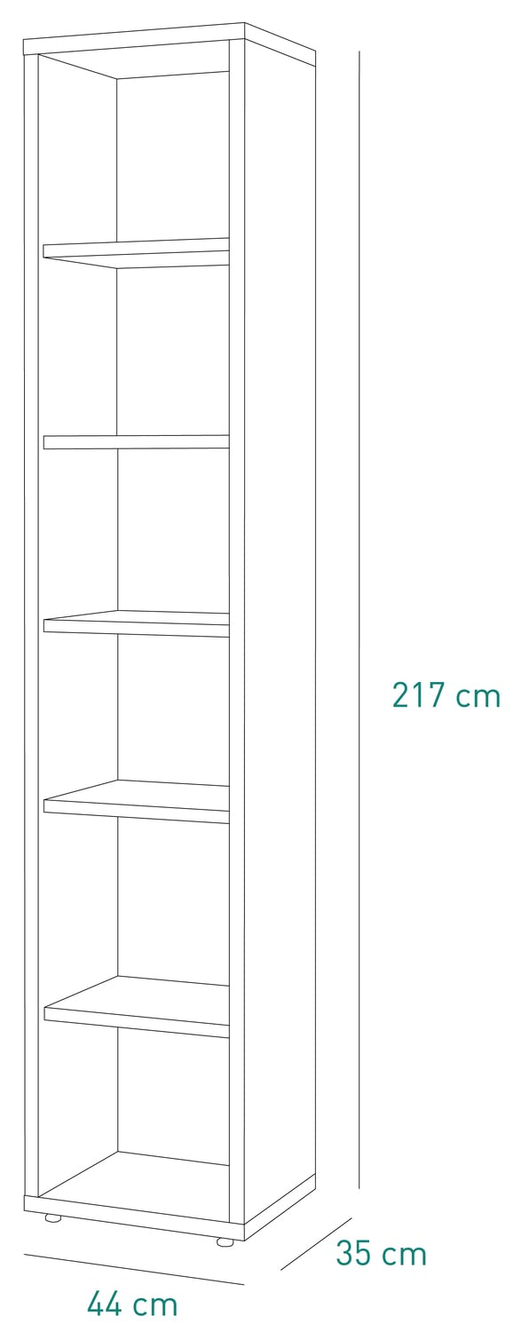 Composad Davinci libreria alta 44x217 rovere 5 ripiani