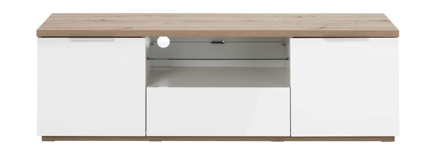 Composad Mundi 2 Ante 1 Ribalta Mobile Porta Tv Rovere Bianco LED
