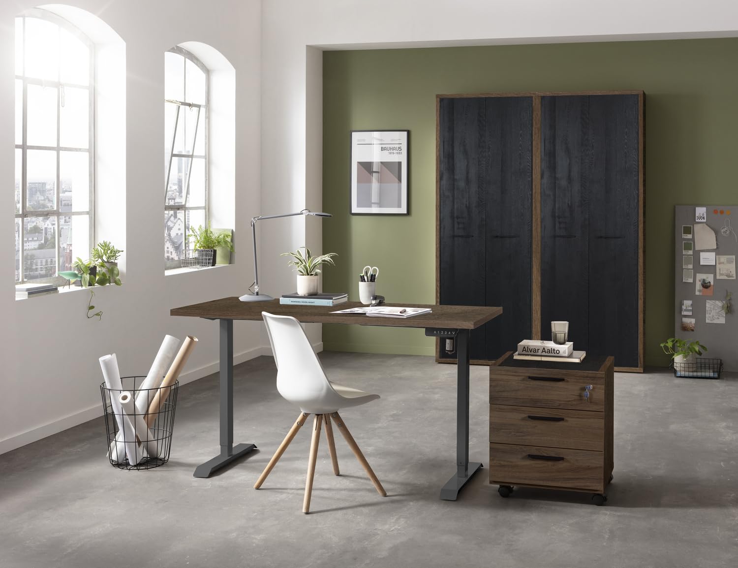 Composad Energia scrivania regolabile 150x69 noce brera elettrica