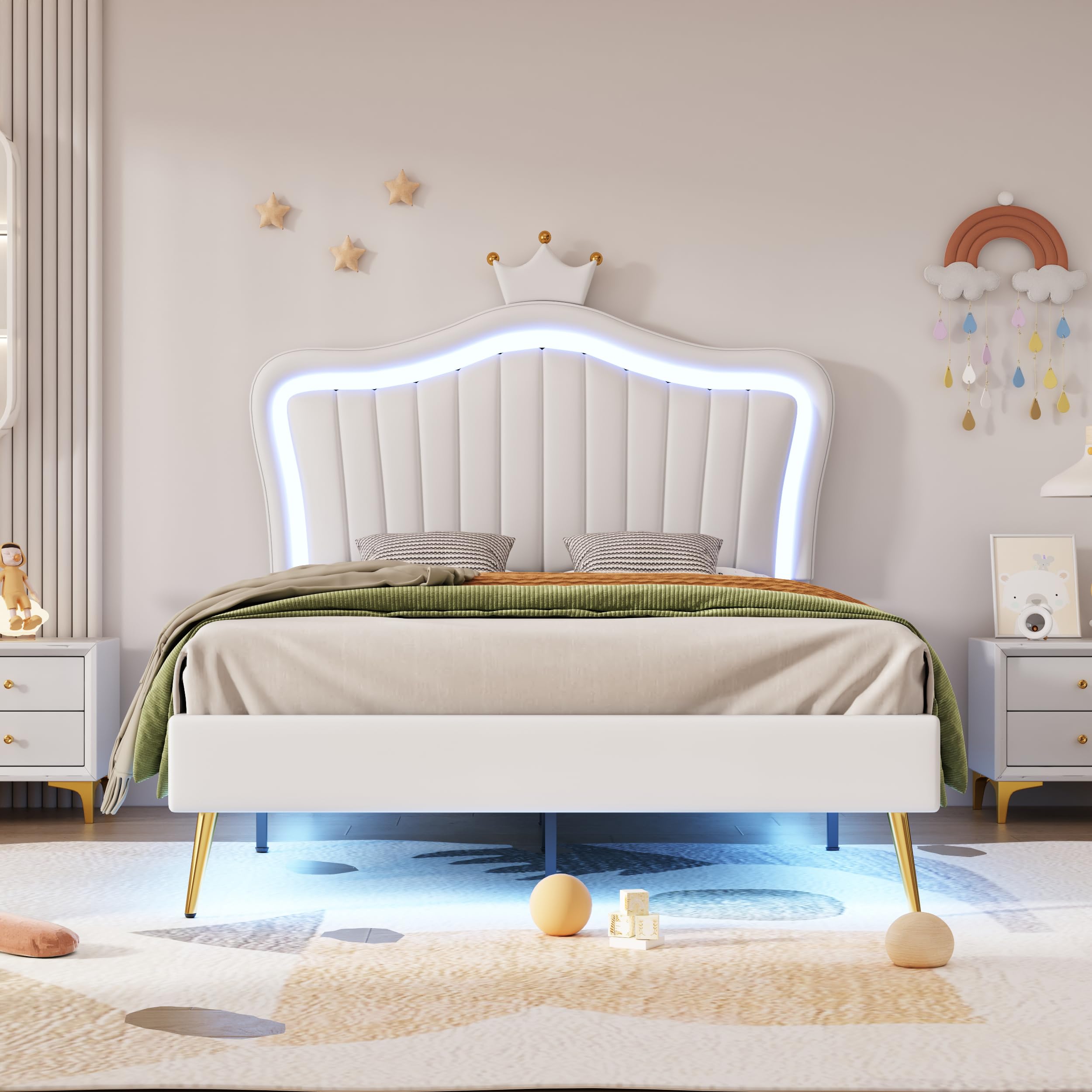 Dolamaní Lettino bambini 90x200 bianco corona conchiglia ecopelle