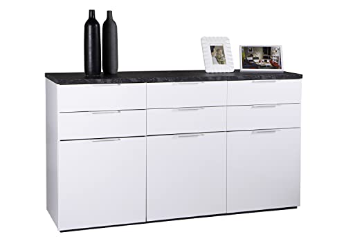 Composad Mundi Credenza 6 Cassetti 3 Ante Marmo Zebra Bianco