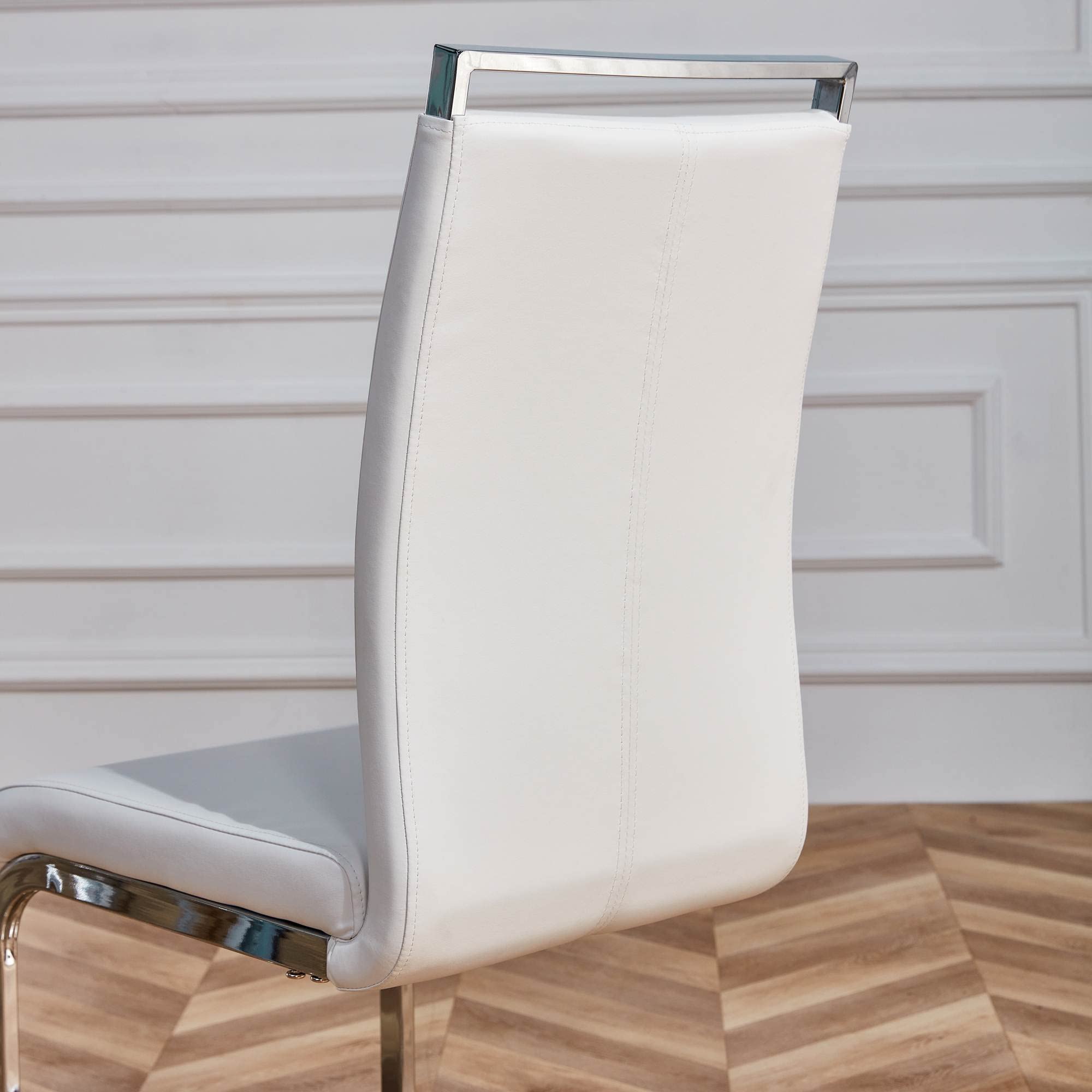 Dolamaní Set 4 sedie da pranzo cantilever bianche similpelle