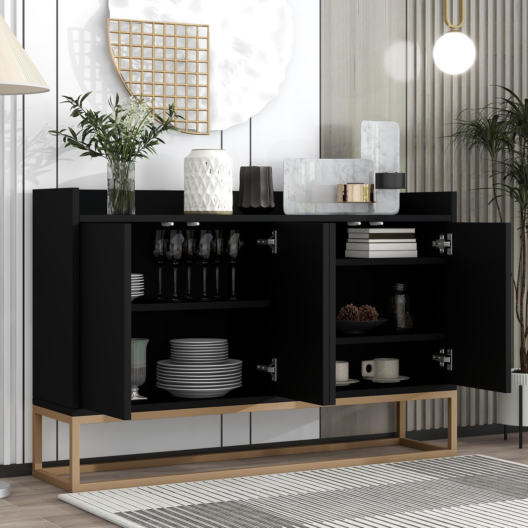 Dolamaní Credenza 120x30x80 nera 4 ante moderna