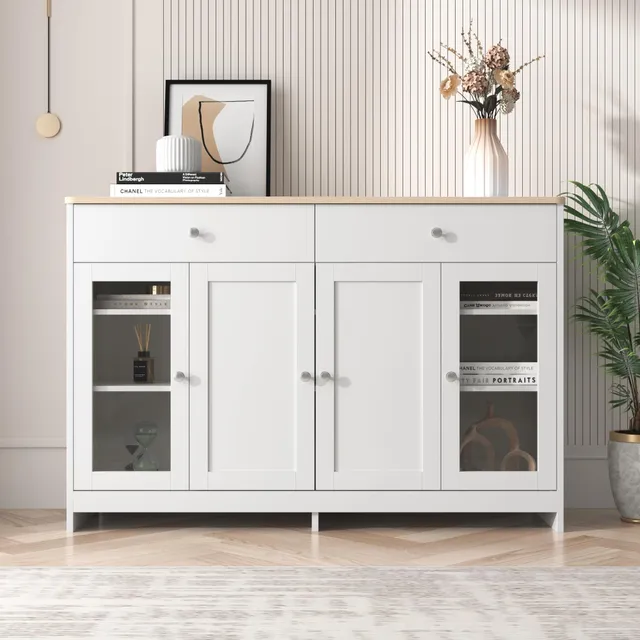 Dolamaní credenza bianca 120 cm 2 cassetti 4 ante