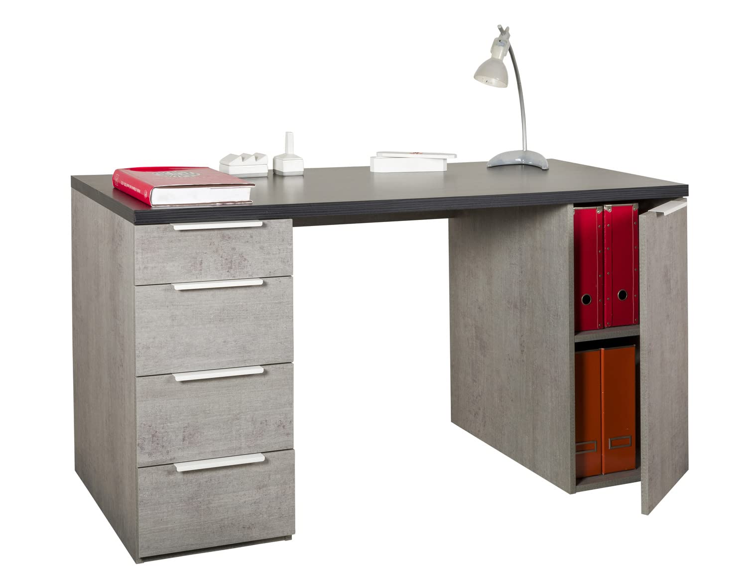 Composad Scrivania Moderna 4 Cassetti 1 Anta 139x60 cm