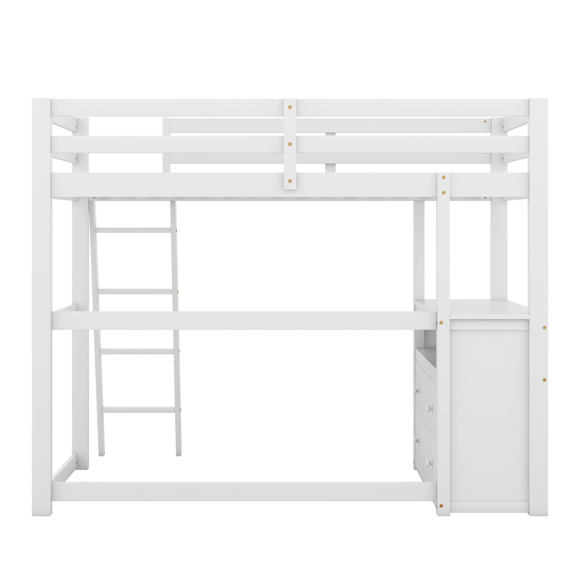 Dolamaní Letto a soppalco 90x200 bianco con scrivania e cassetti