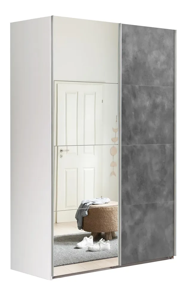 Composad Systema Armadio 2 Ante Scorrevoli 150 cm Grigio Bianco Specchio