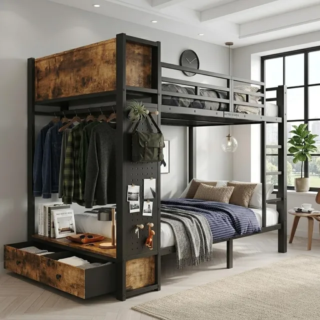 Dolamaní Letto a castello 120x200 cm metallo nero con contenitore
