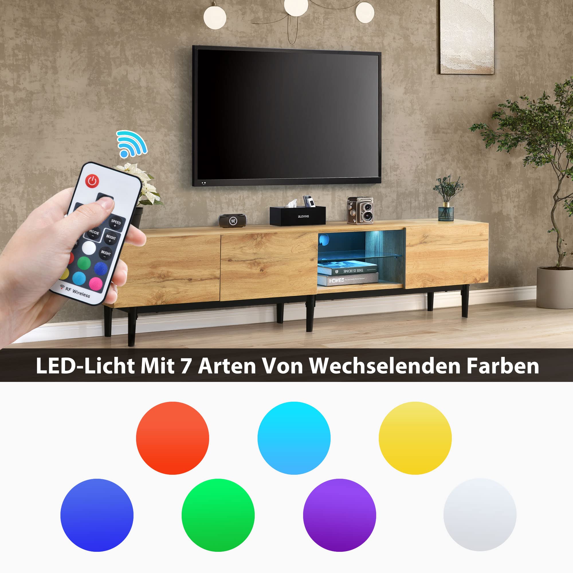 Dolamaní Mobile TV Legno Nero 175 cm 3 Ante MDF Soggiorno