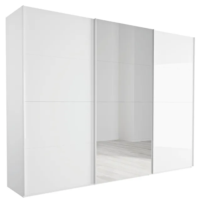 Composad Systema Armadio 3 Ante 1 Specchio Bianco Laccato 304cm