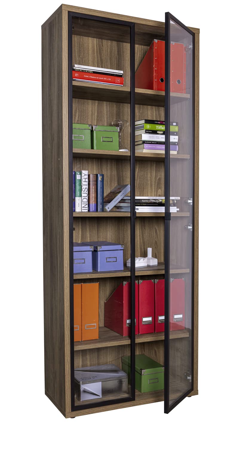 Composad Davinci libreria alta 2 ante vetro noce