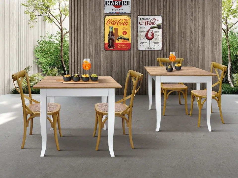 EPOCANTICA Tavolo Fisso Rovere Rustico Faggio Bianco 80x80
