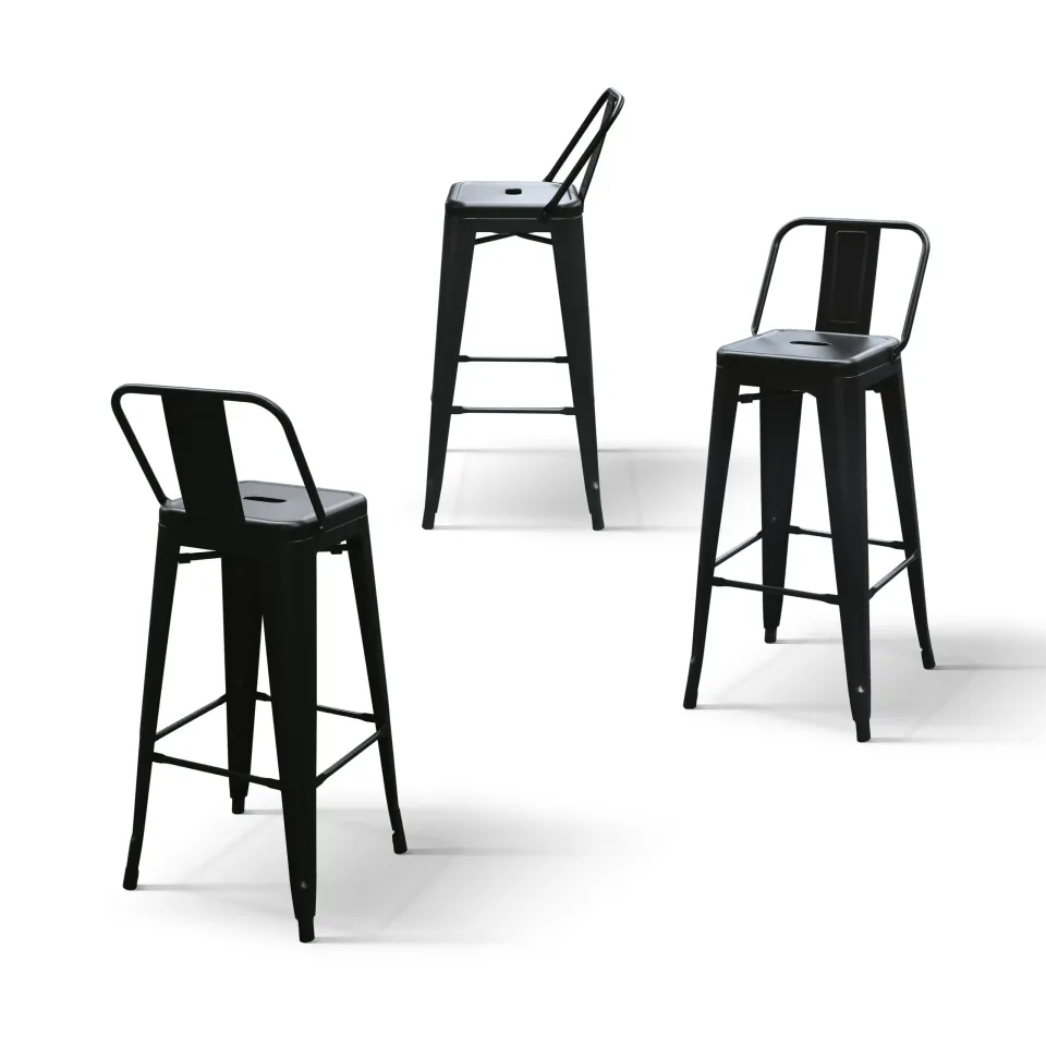 Epocantica Sgabelli in Metallo con Schienale Set 4 Pezzi