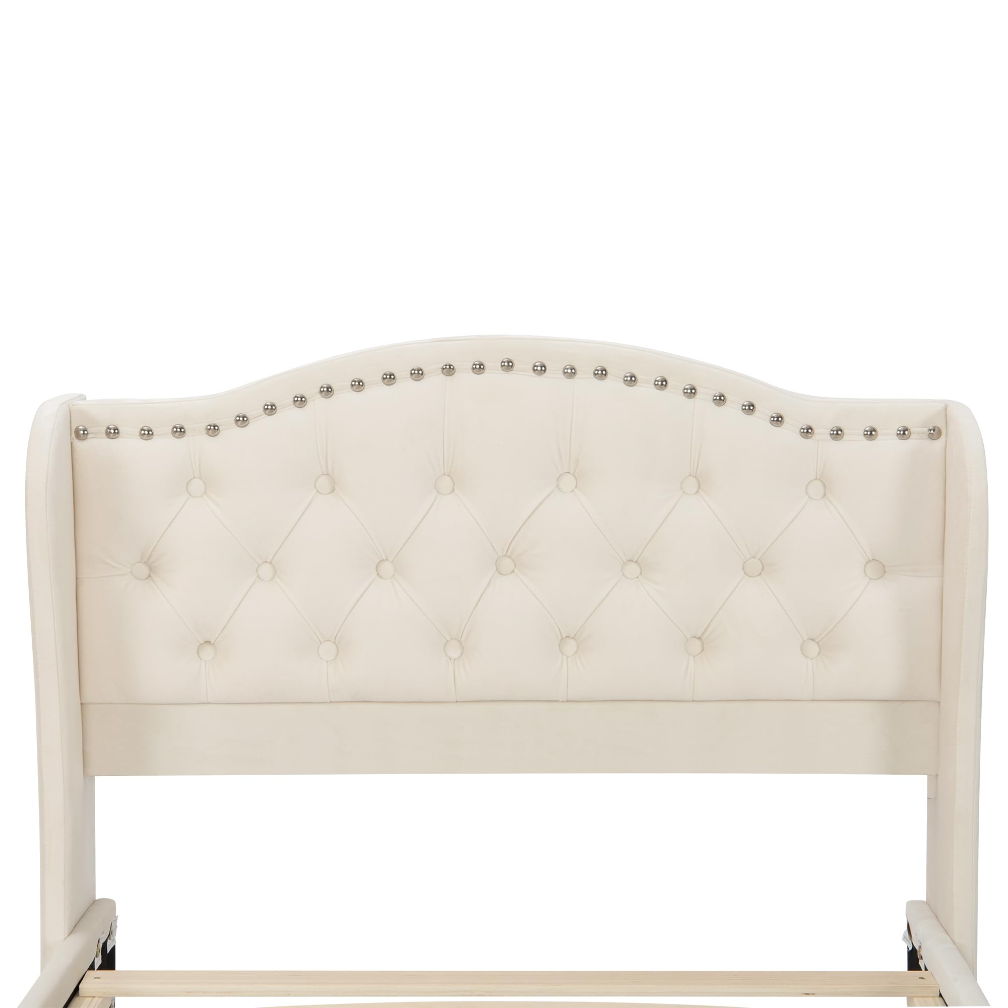 Dolamaní letto imbottito 90x200 velluto beige testiera