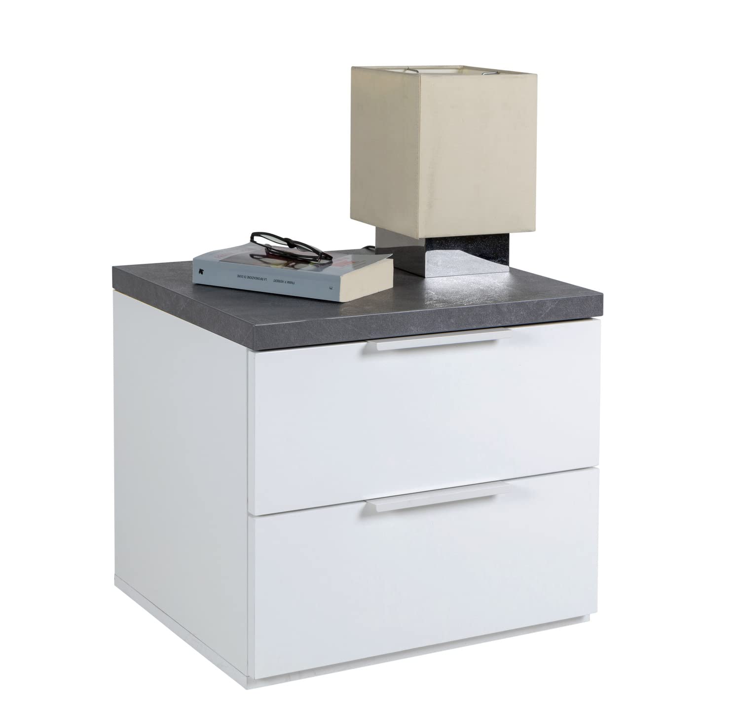 Composad Mundi Bedroom comodino 2 cassetti grigio bianco