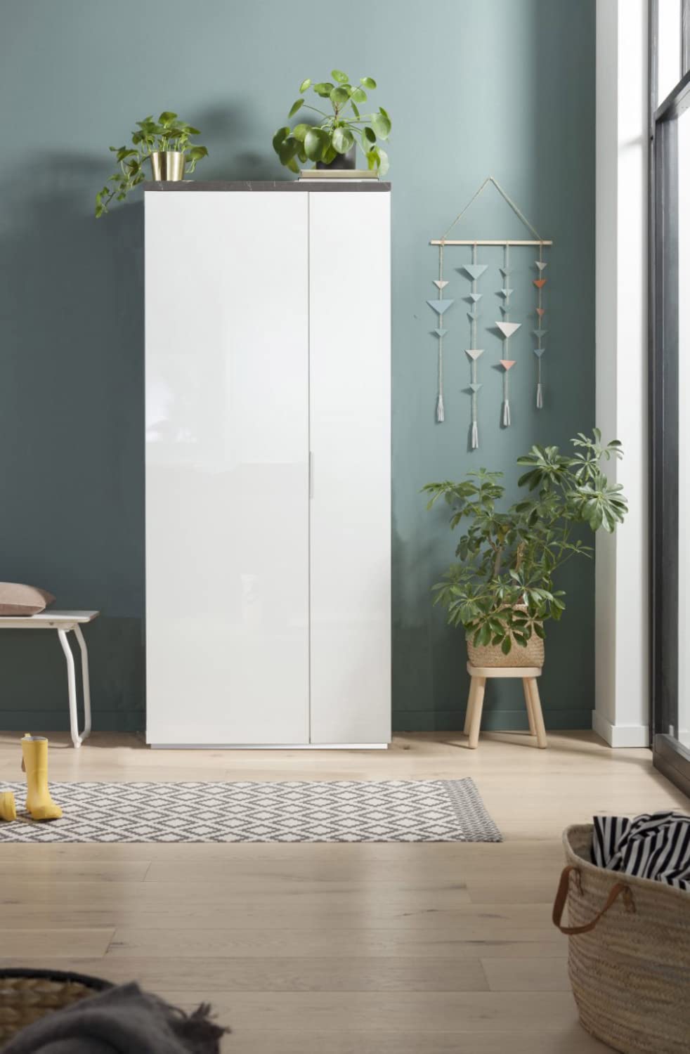 Composad Mundi armadio 2 ante 6 ripiani bianco marmo zebrato