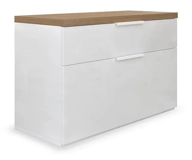 Composad 1 Cassetto 1 Ribalta Scarpiera Ingresso Bianco Rovere