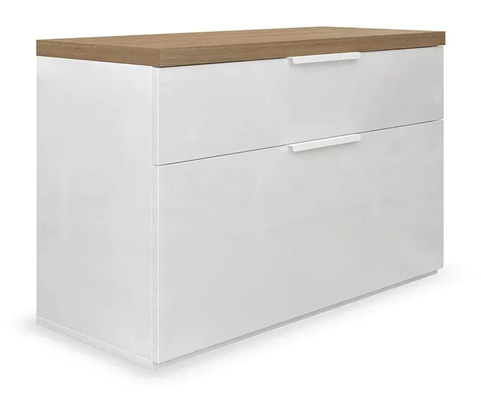 Composad 1 Cassetto 1 Ribalta Scarpiera Ingresso Bianco Rovere