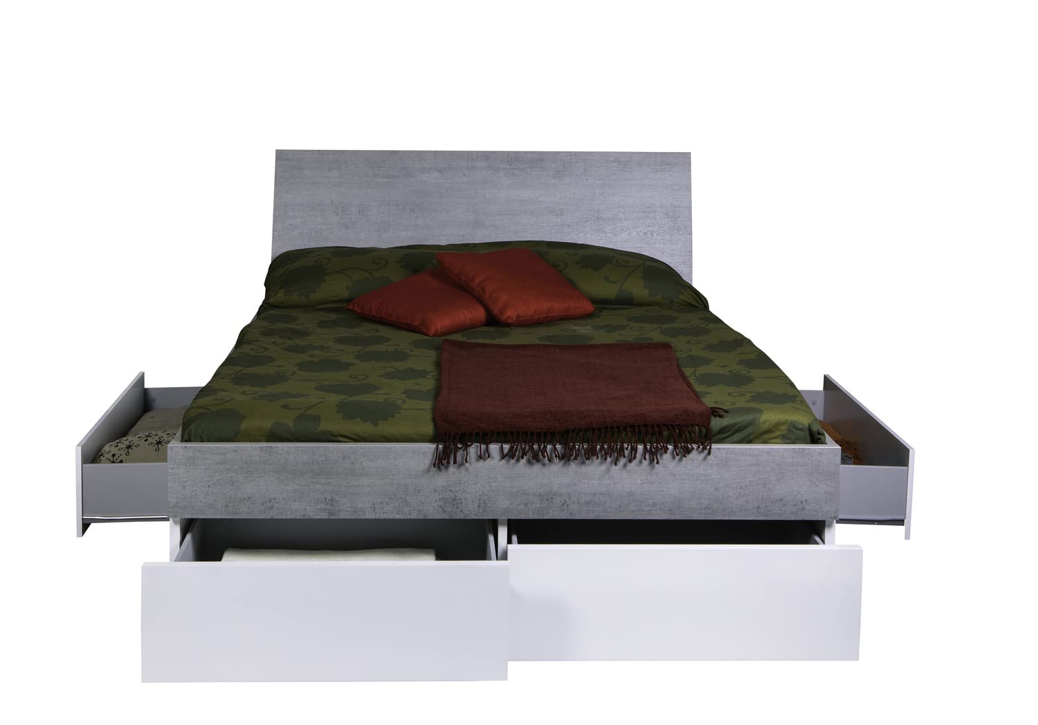 Composad Galaverna Letto Contenitore 4 Cassetti Cemento Bianco