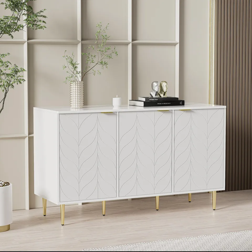Dolamaní cassettiera bianca floreale 127 cm maniglie oro