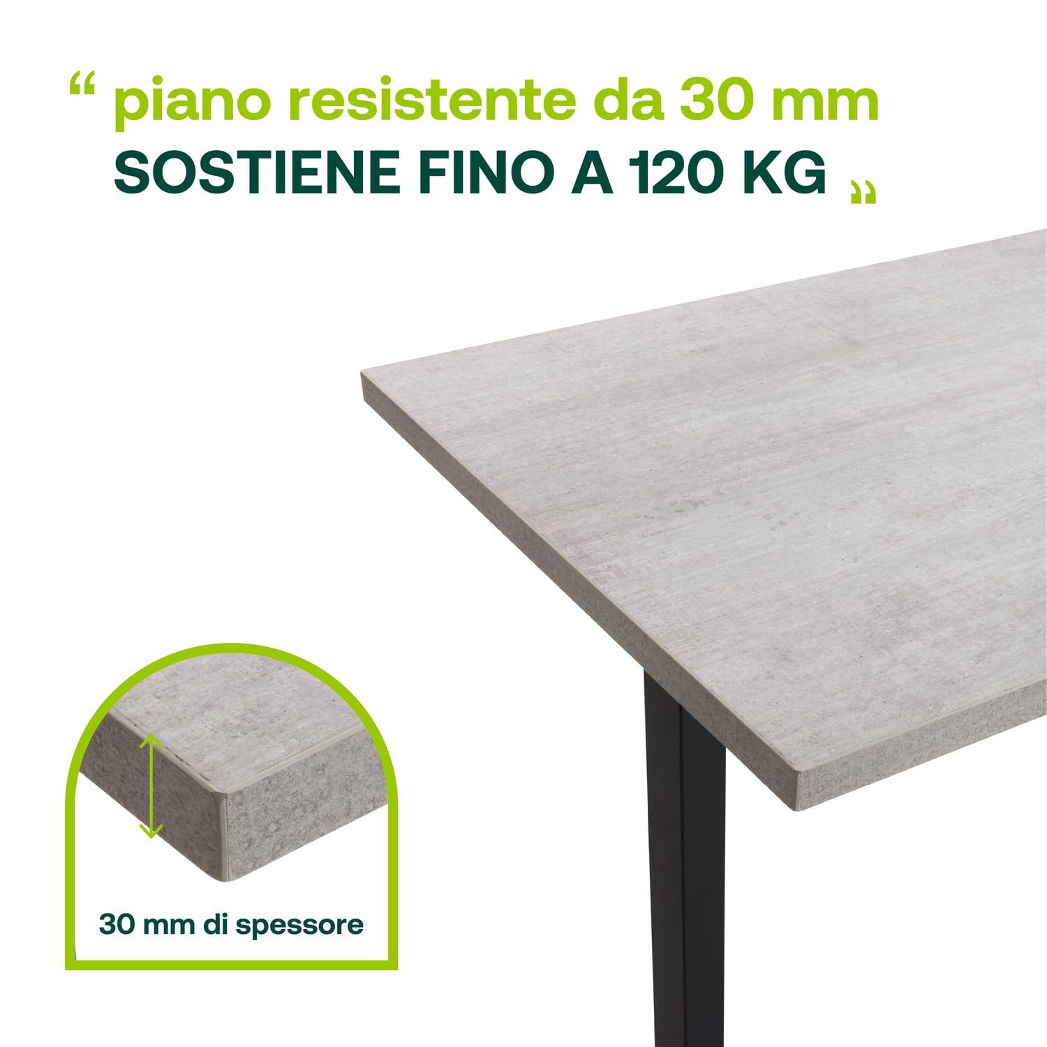 Composad Energia scrivania elettrica 150x69 cemento nero