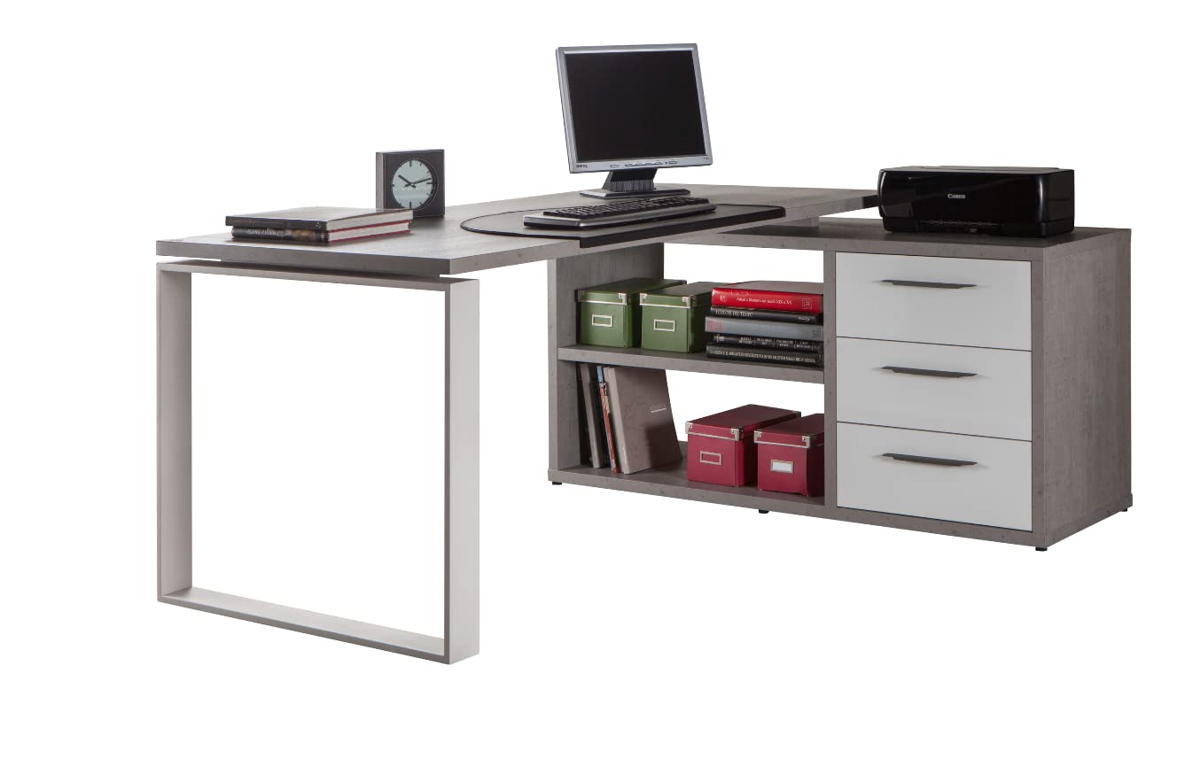 Composad Disegno ufficio completo cemento bianco 8 pezzi