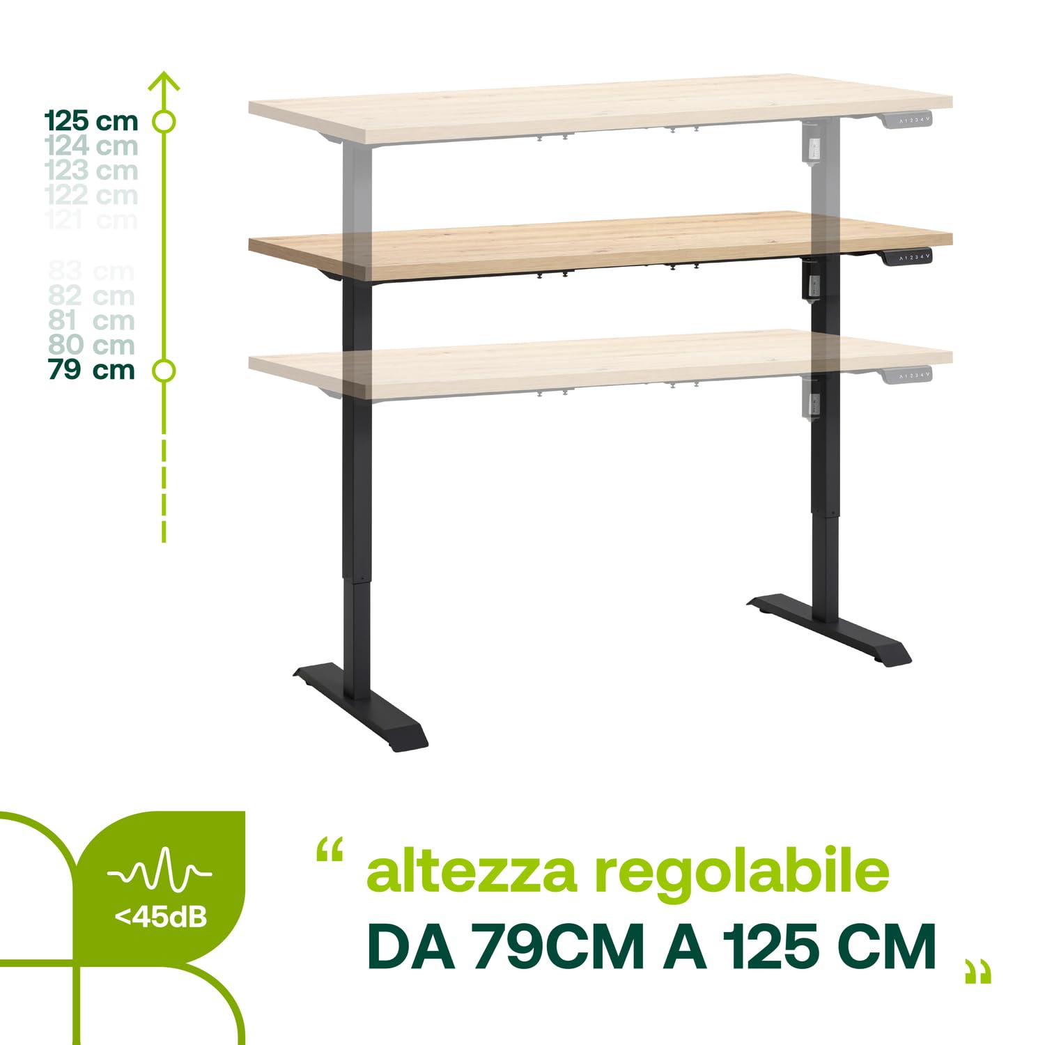 Composad Energia scrivania elettrica 150x69 rovere mielato altezza regolabile