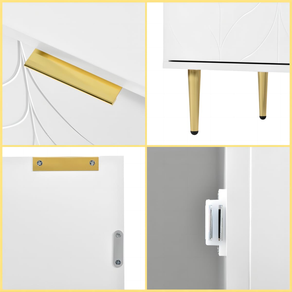 Dolamaní cassettiera bianca floreale 127 cm maniglie oro