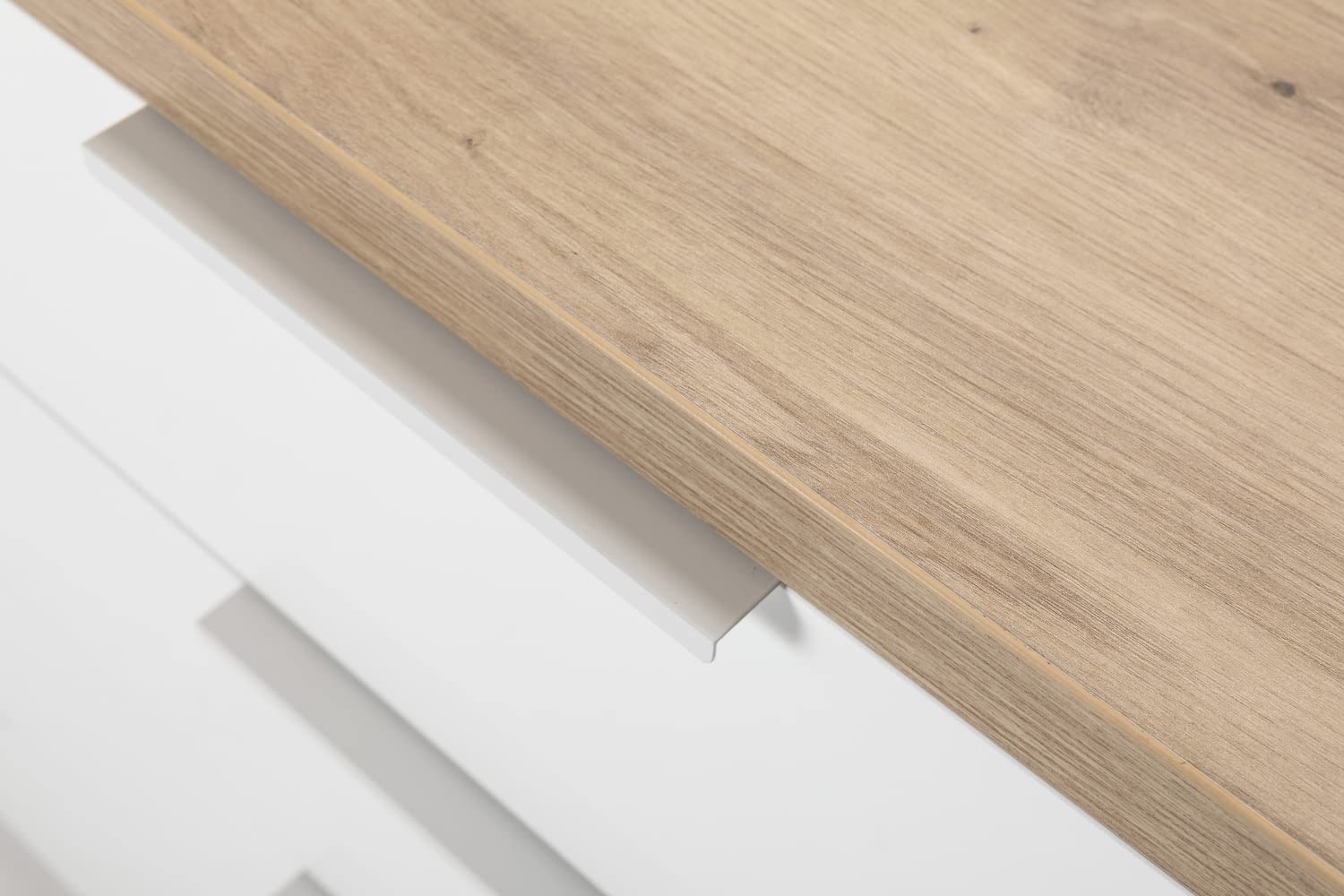 Composad Mundi cassettiera 8 cassetti 136 cm rovere bianco